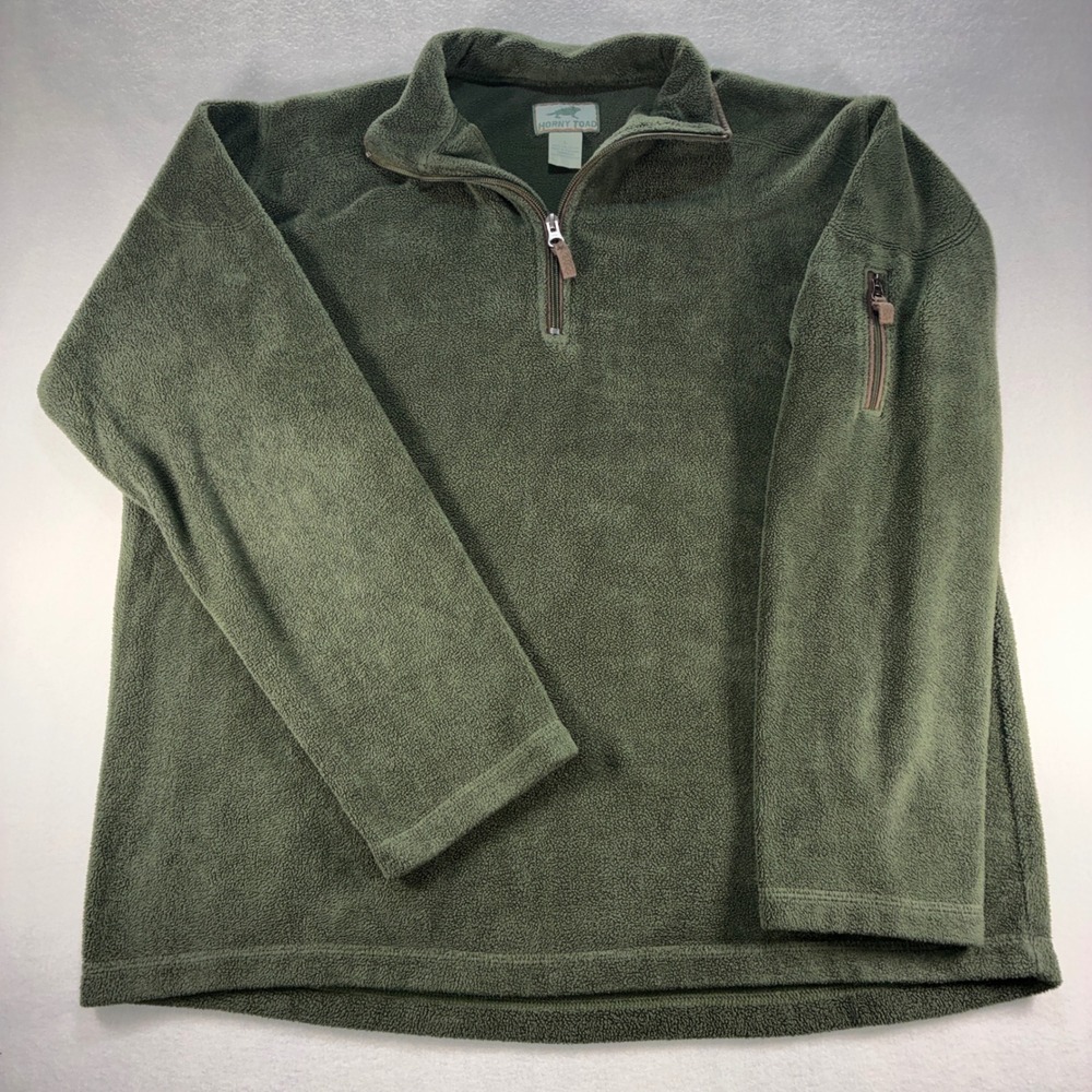 Horny Toad Fleece Pullover Mens L Green 1/4 Zip Gorpcore Hiking Outdoor Cozy